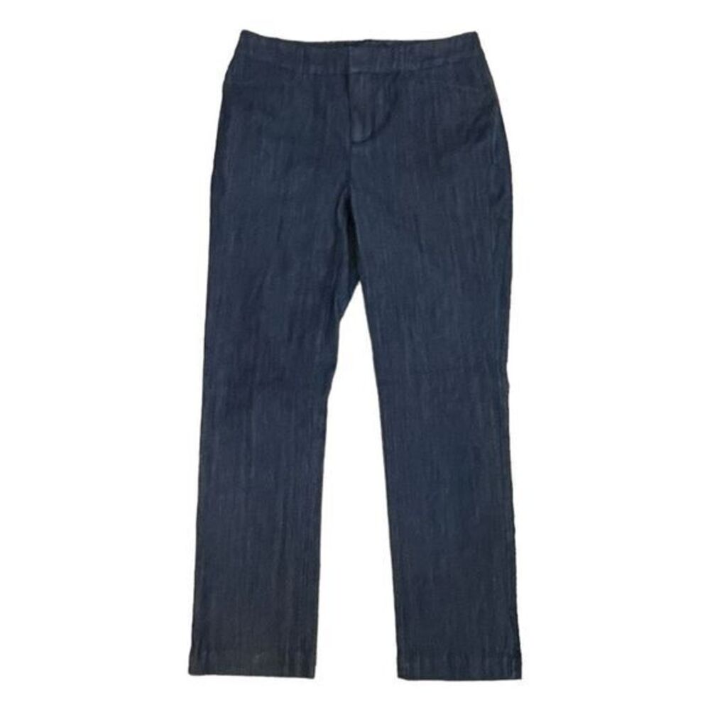 White House Black Market Straight Leg Chambray Blue Trouser Pant 00